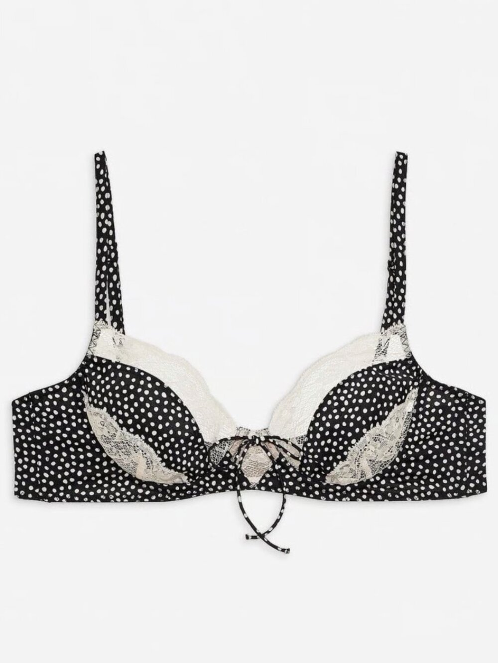 New! For Love And Lemons Black Polka Dot Evangeline Underwire Bra 34285
